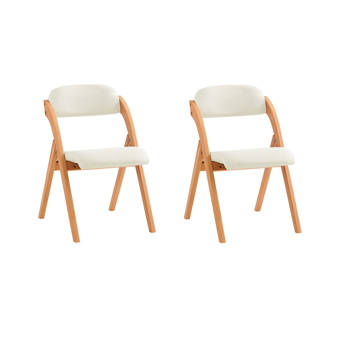 SoBuy FST92-Wx2 set of 2 white ergonomic folding chairs with padded seat – white background product image