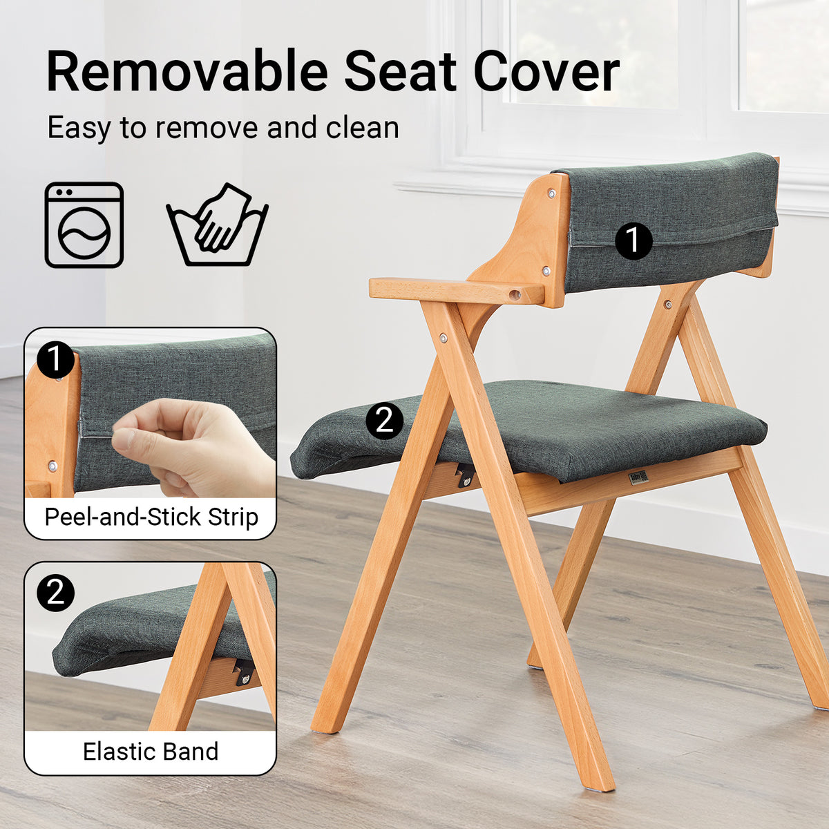 SoBuy FST98-SG padded seat detail – 47×47cm wide cushion removable washable cover