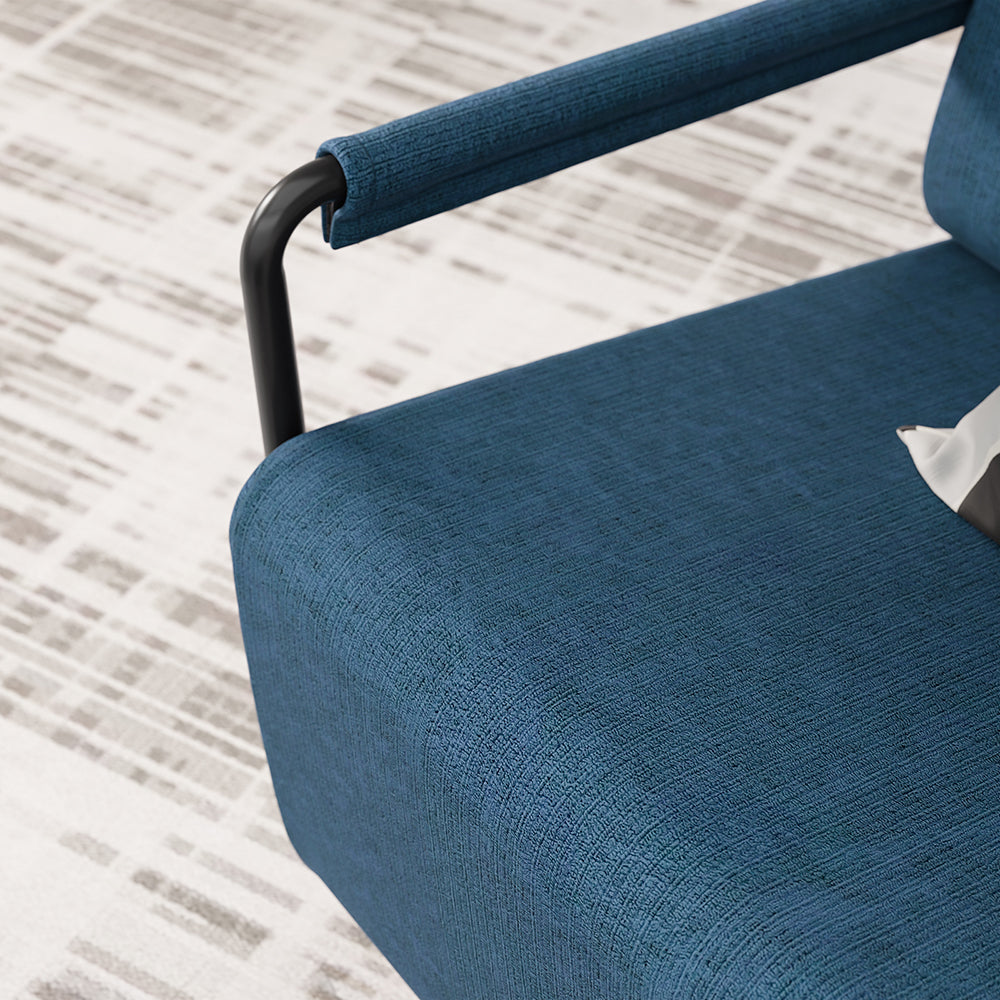 SoBuy FST99-B, Fabric Armchair with Footstool, Small Accent Chair, Dark Blue, 59.5x67x78cm - view 5