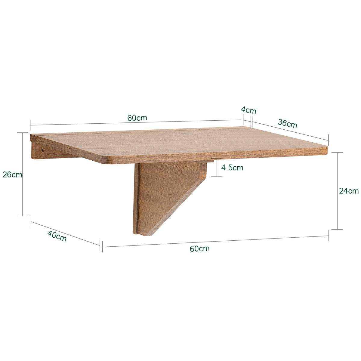 SoBuy FWT03-PF, Folding Wall-mounted Drop-leaf Table, Foldable Kitchen Table, Compact Computer Desk, Space-saving Design Folding Table, Ideal for Small Spaces, Kitchen, Office, 60x40cm Vintage
