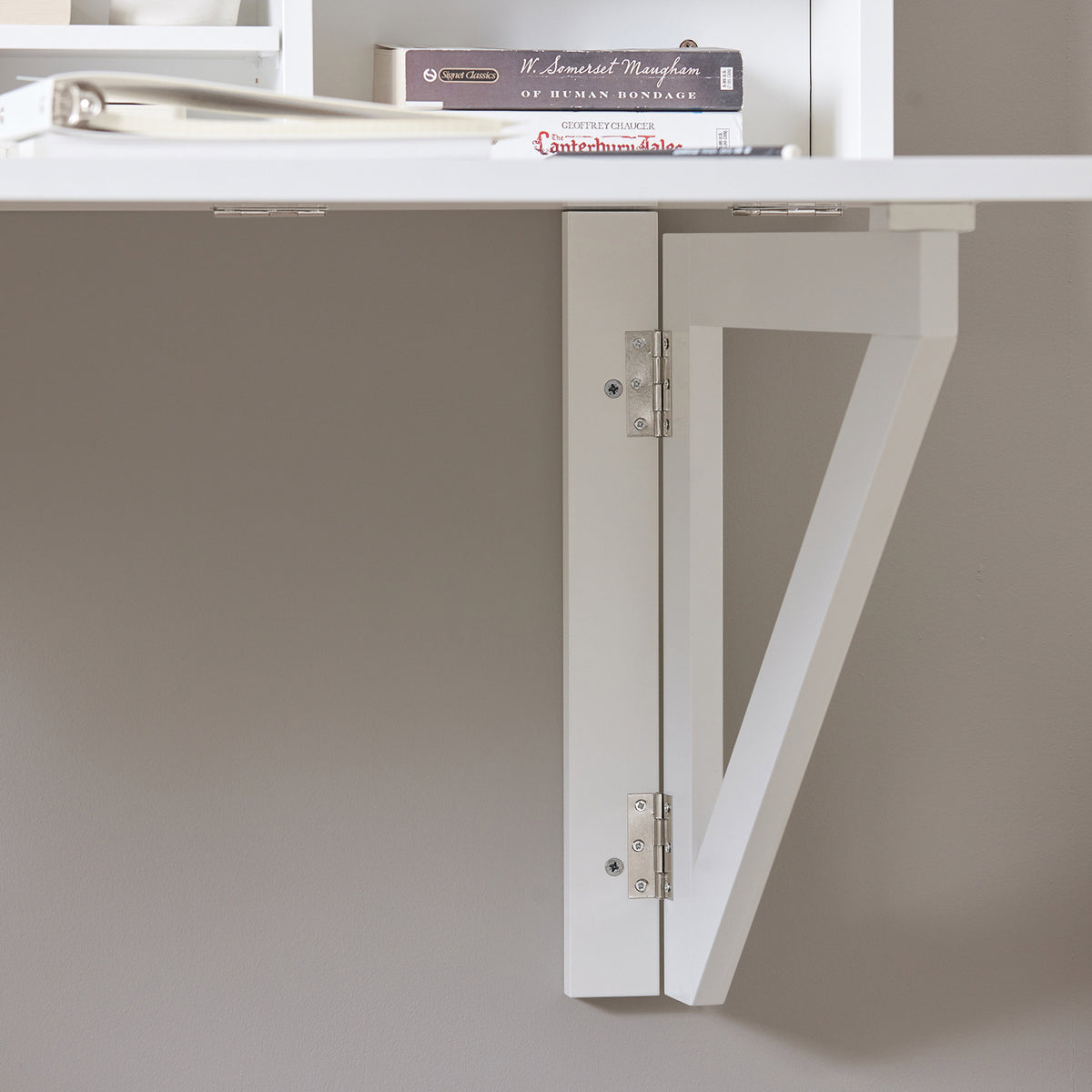SoBuy FWT07-II-W, Folding Wall-mounted Drop-leaf Table Desk Integrated with Storage Shelves, White