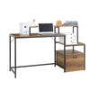 SoBuy FWT103-PF, Home Office Industrial Style Table Computer Desk Workstation with 3 Storage Shelves, Vintage Brown