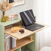 SoBuy FWT104-GR,Home Office Folding Table Desk Computer Desk Workstation with 5 Storage Shelves Green and Natural W70 x D54 x H85cm