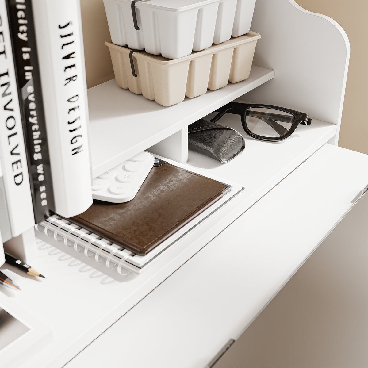 SoBuy FWT105-II-W, Children Folding Table Desk Children Desk with Mobile Storage Chest, White