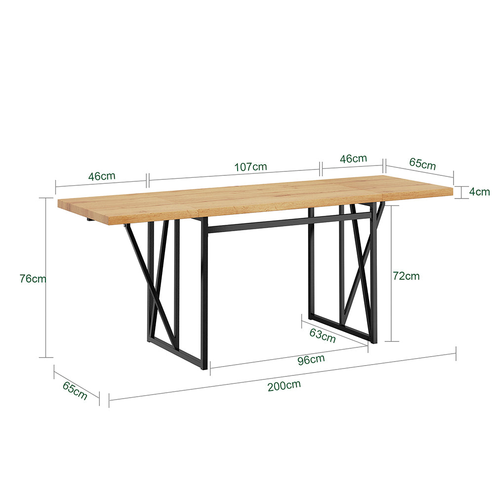 SoBuy FWT113-N, Wall Mounted Drop Leaf Table with Folding Extensions, Light Oak, 200x96x76cm - view 3