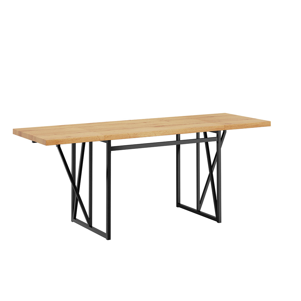 SoBuy FWT113-N, Wall Mounted Drop Leaf Table with Folding Extensions, Light Oak, 200x96x76cm - view 1
