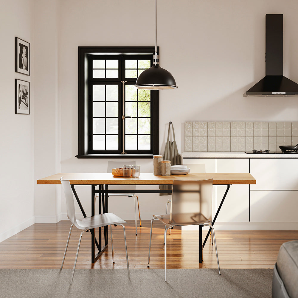 SoBuy FWT113-N, Wall Mounted Drop Leaf Table with Folding Extensions, Light Oak, 200x96x76cm - view 6
