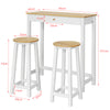 SoBuy FWT50-WN, 3 Pieces Kitchen Dining Set Bar Set-1 Bar Table and 2 Stools, White