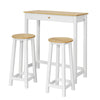 SoBuy FWT50-WN, 3 Pieces Kitchen Dining Set Bar Set-1 Bar Table and 2 Stools, White