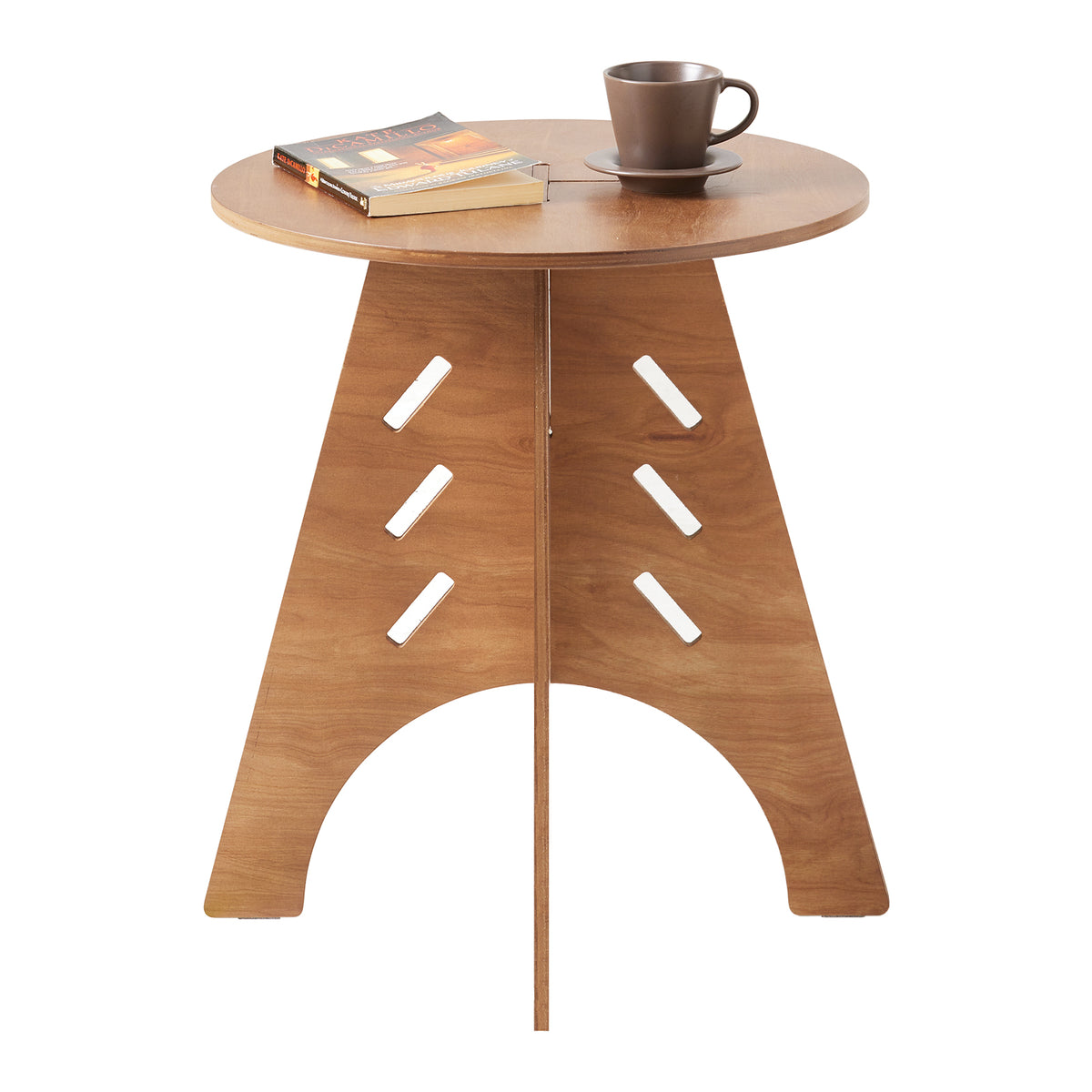 SoBuy HFBT01-BR, Round Side Table Coffee Table Sofa Side Table Bedside Table Nightstand in Mortise and Tenon Structure, H55 x Φ46.5cm, Brown, Brown