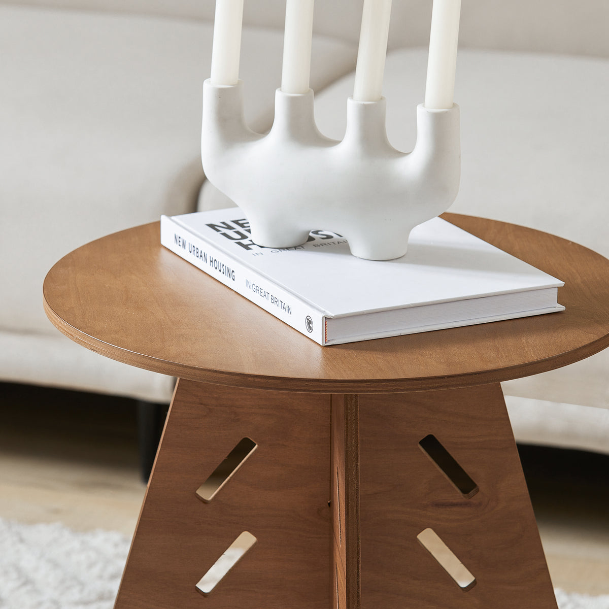 SoBuy HFBT01-BR, Round Side Table Coffee Table Sofa Side Table Bedside Table Nightstand in Mortise and Tenon Structure, H55 x Φ46.5cm, Brown, Brown
