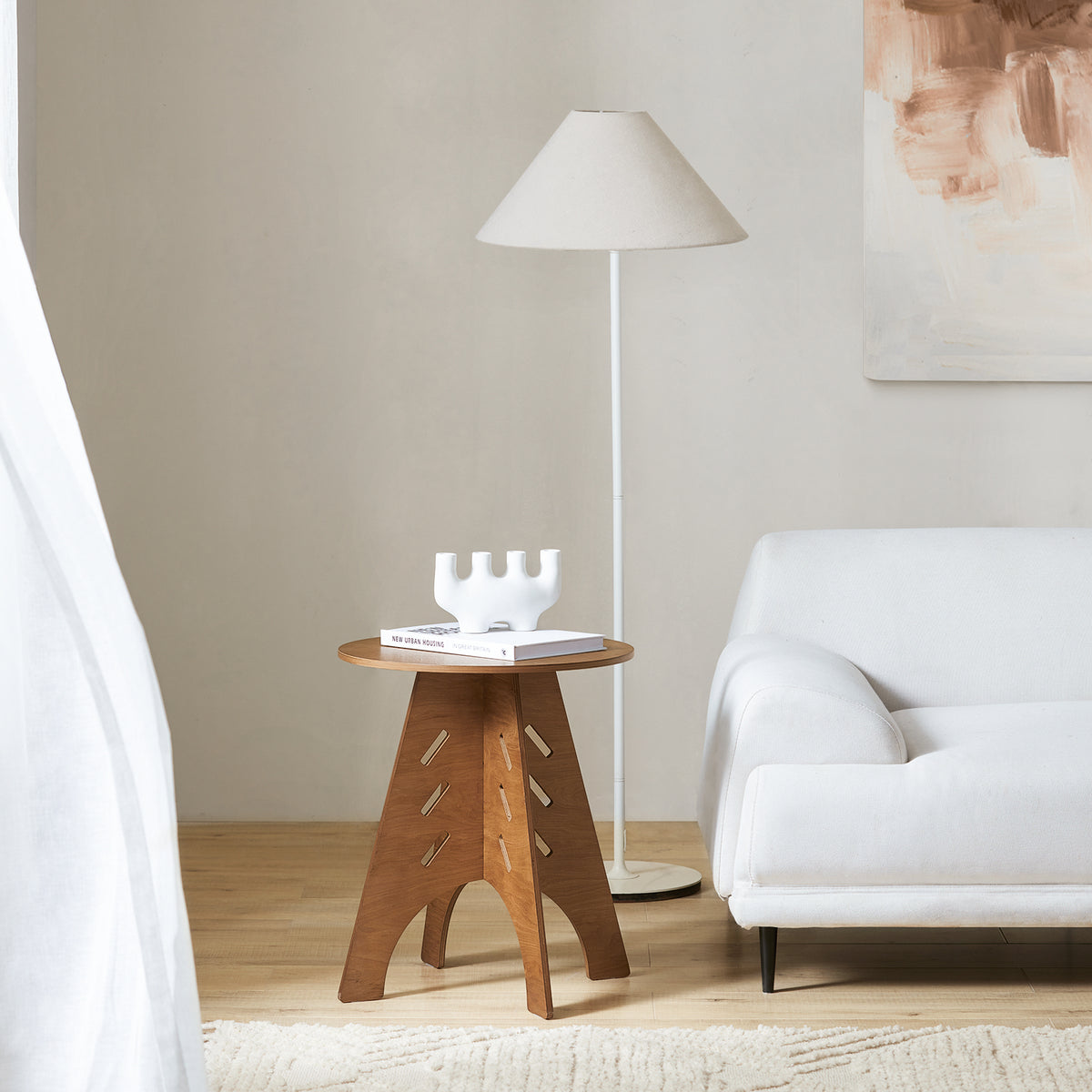 SoBuy HFBT01-BR, Round Side Table Coffee Table Sofa Side Table Bedside Table Nightstand in Mortise and Tenon Structure, H55 x Φ46.5cm, Brown, Brown