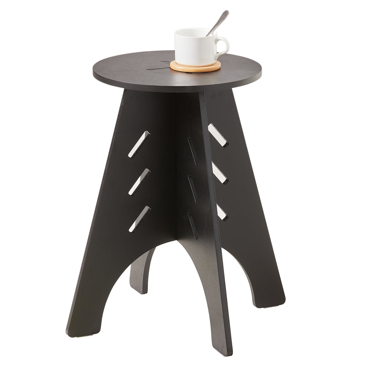 SoBuy HFBT01-K-SCH, Round Side Table Coffee Table Sofa Side Table Bedside Table Nightstand in Mortise and Tenon Structure, H48.5 x Φ30.5cm, Black, Black