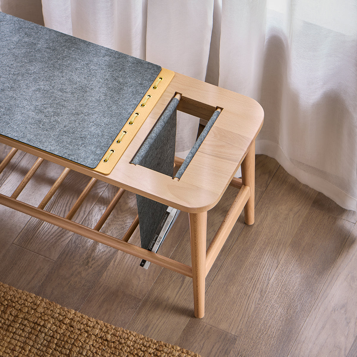 SoBuy HFSR02-N, Shoe Bench Shoe Rack Hallway Bench Bed Bench Bed End Stool with Hanging Bag, Wood