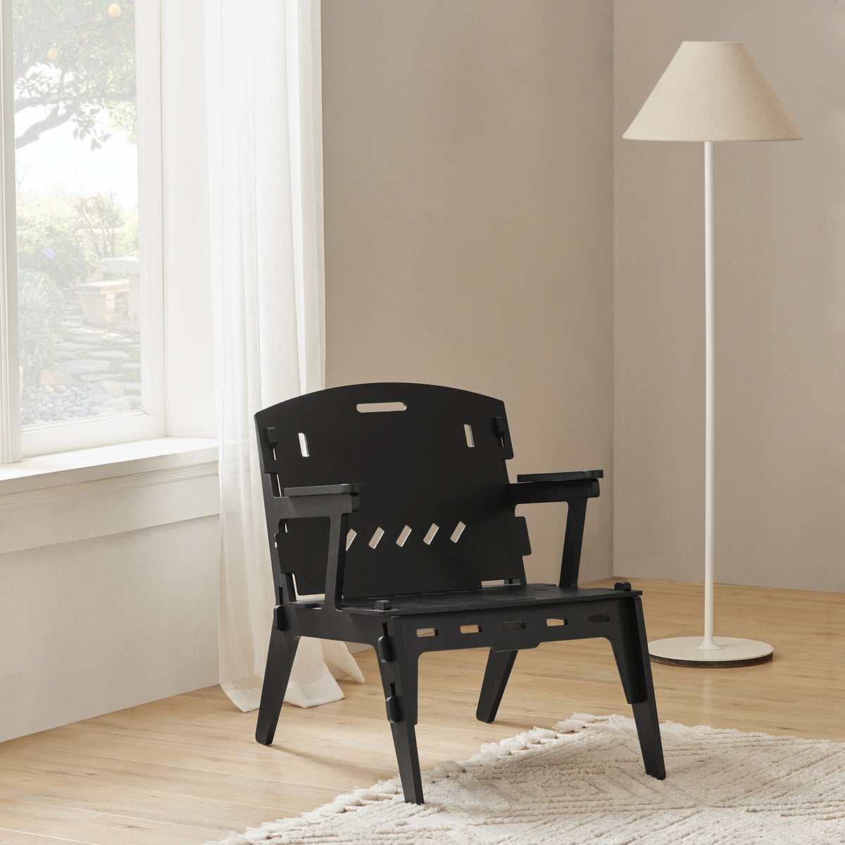 SoBuy HFST02-SCH, Armchair Leisure Relax Chair Living Room Chair in Mortise and Tenon Structure, Black