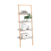 SoBuy HSTR02-HG, 4 Tiers Bookcase Bookshelf Storae Display Shelf Ladder Shelf Wall Shelf, Grey and Natural