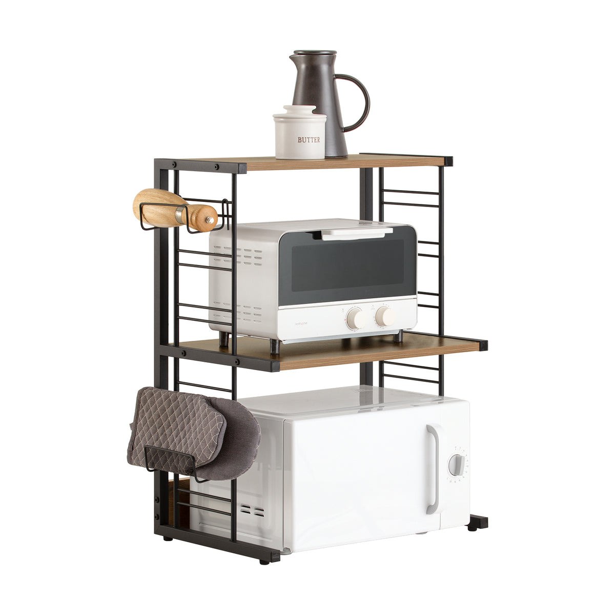SoBuy KCR08-PF, Kitchen Appliances Storage Shelf Microwave Shelf Spice Rack with 2 Shelves, Brown