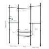 SoBuy KLS04-SCH, Adjustable Wardrobe Organiser Clothes Storage Shelf System, Black