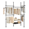 SoBuy KLS04-II-SCH, Telescopic Clothes Rail, Heavy Duty Clothes Rack, Adjustable Open Wardrobe with Hanging Rails & Shelves for Bedroom, Walk-in Closet Black
