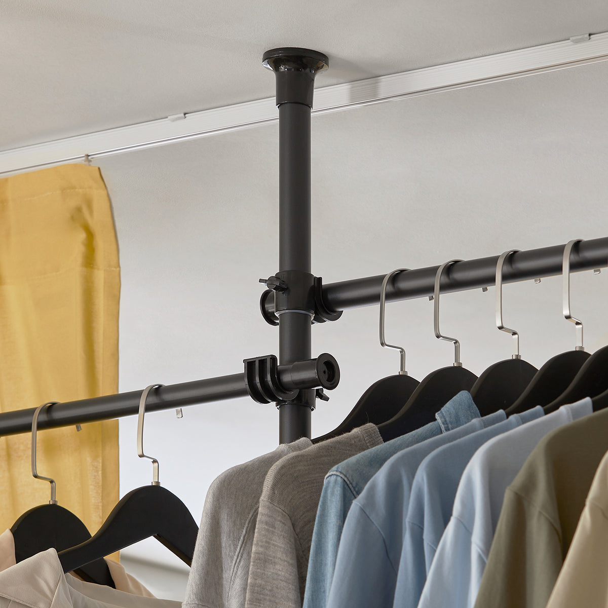 SoBuy KLS04-SCH, Adjustable Wardrobe Organiser Clothes Storage Shelf System, Black