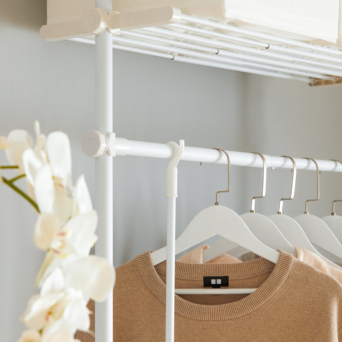 Pre-sale SoBuy KLS07-W, Adjustable Wardrobe Organiser Clothes Storage Shelf System, White