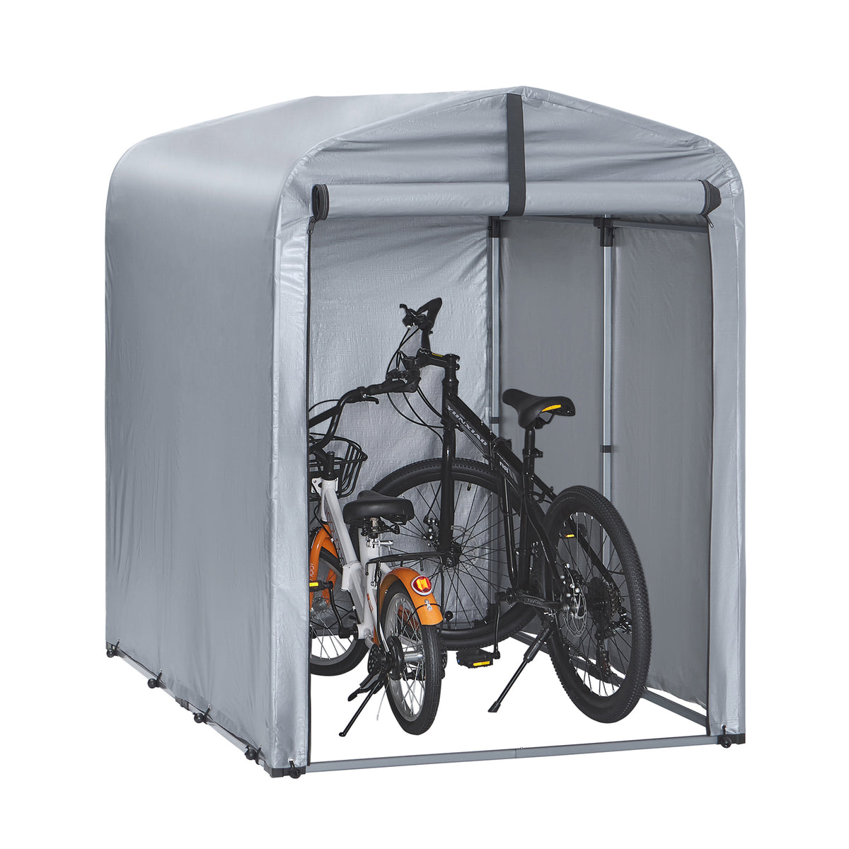 SoBuy KLS11-K, Bike Storage Outdoor, Waterproof Bicycle Shelter, Outdoor Bike Storage Shed, Motorbike Storage Tent, Garden Shed for Bikes, Motorcycles, and Tools, Silver, 120x176x163 cm