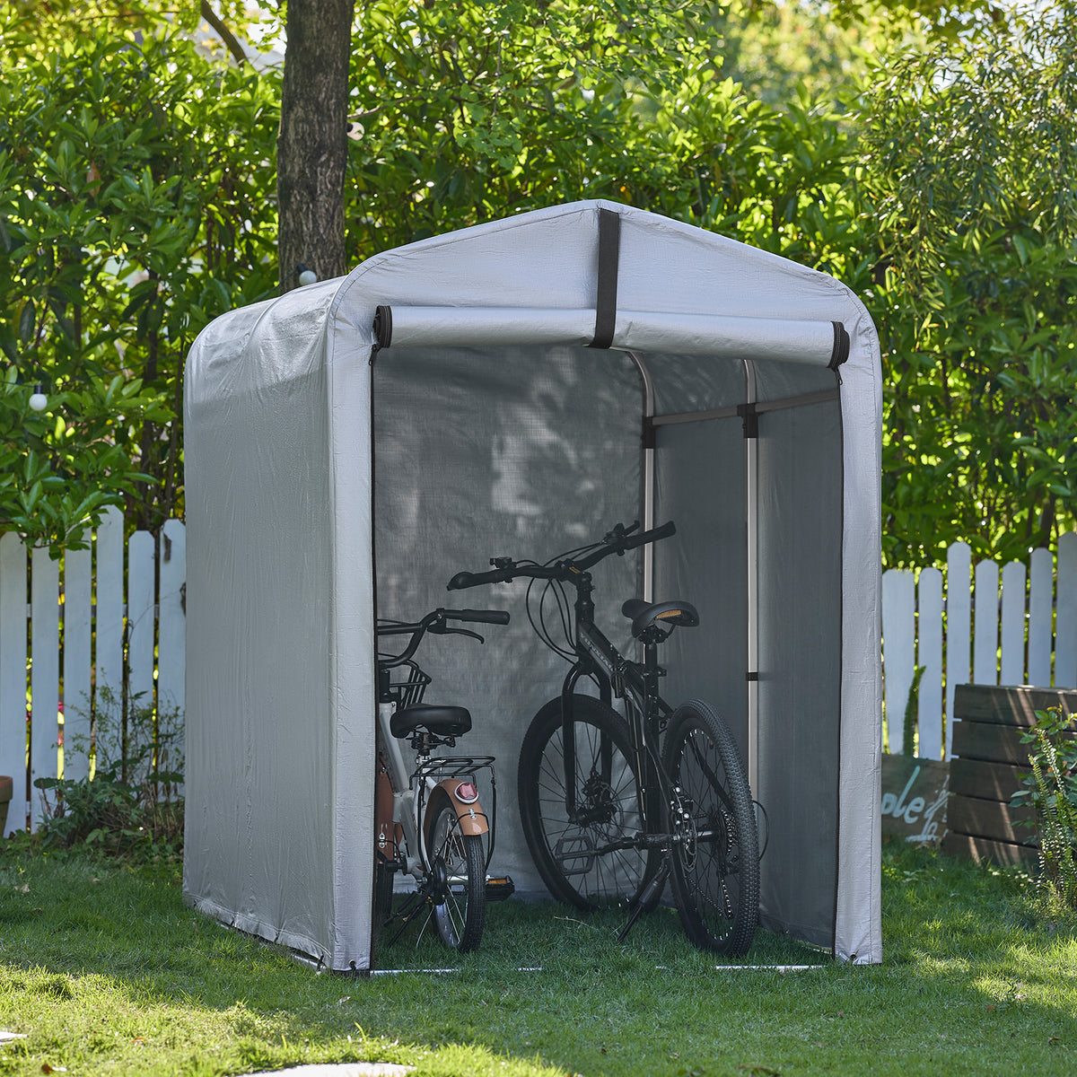 SoBuy KLS11-K, Bike Storage Outdoor, Waterproof Bicycle Shelter, Outdoor Bike Storage Shed, Motorbike Storage Tent, Garden Shed for Bikes, Motorcycles, and Tools, Silver, 120x176x163 cm