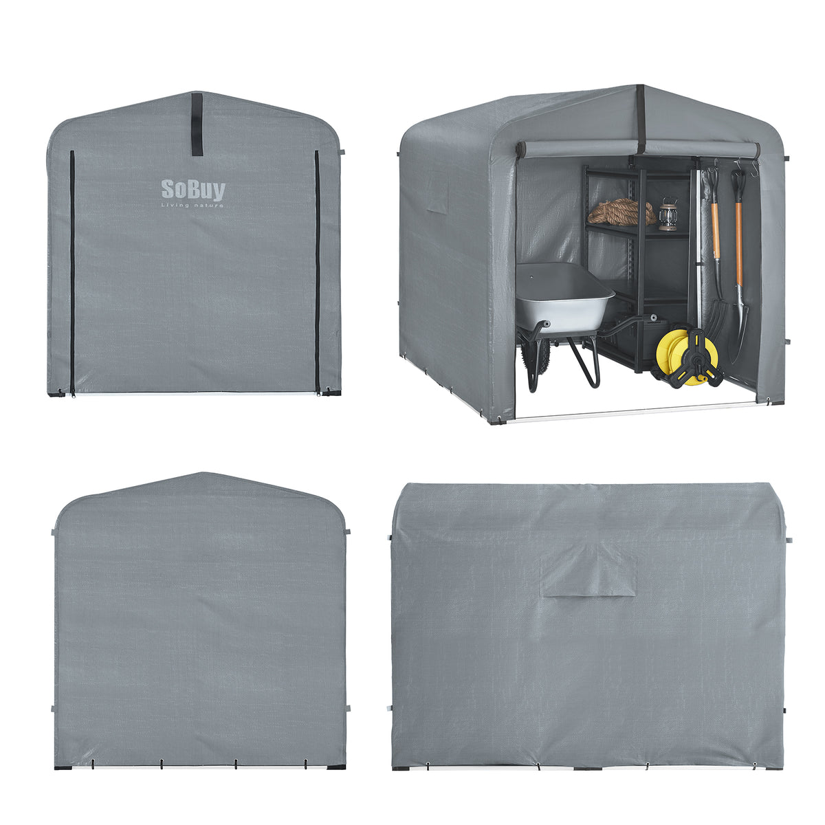 Pre-sale SoBuy KLS11-L-DG, Bike Storage Outdoor, Waterproof Bicycle Shelter, Outdoor Bike Storage Shed, Motorbike Storage Tent, Garden Shed for Bikes, Motorcycles, and Tools, Grey, 159x165x219 cm