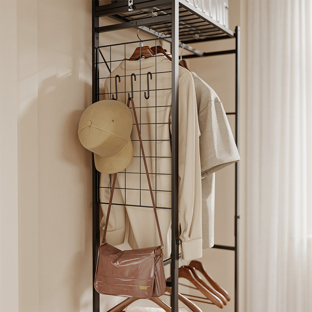 SoBuy KLS21-SCH, Metal Clothes Rail with Shelves on Wheels, Narrow Design, Black, 60x32x175cm - view 12
