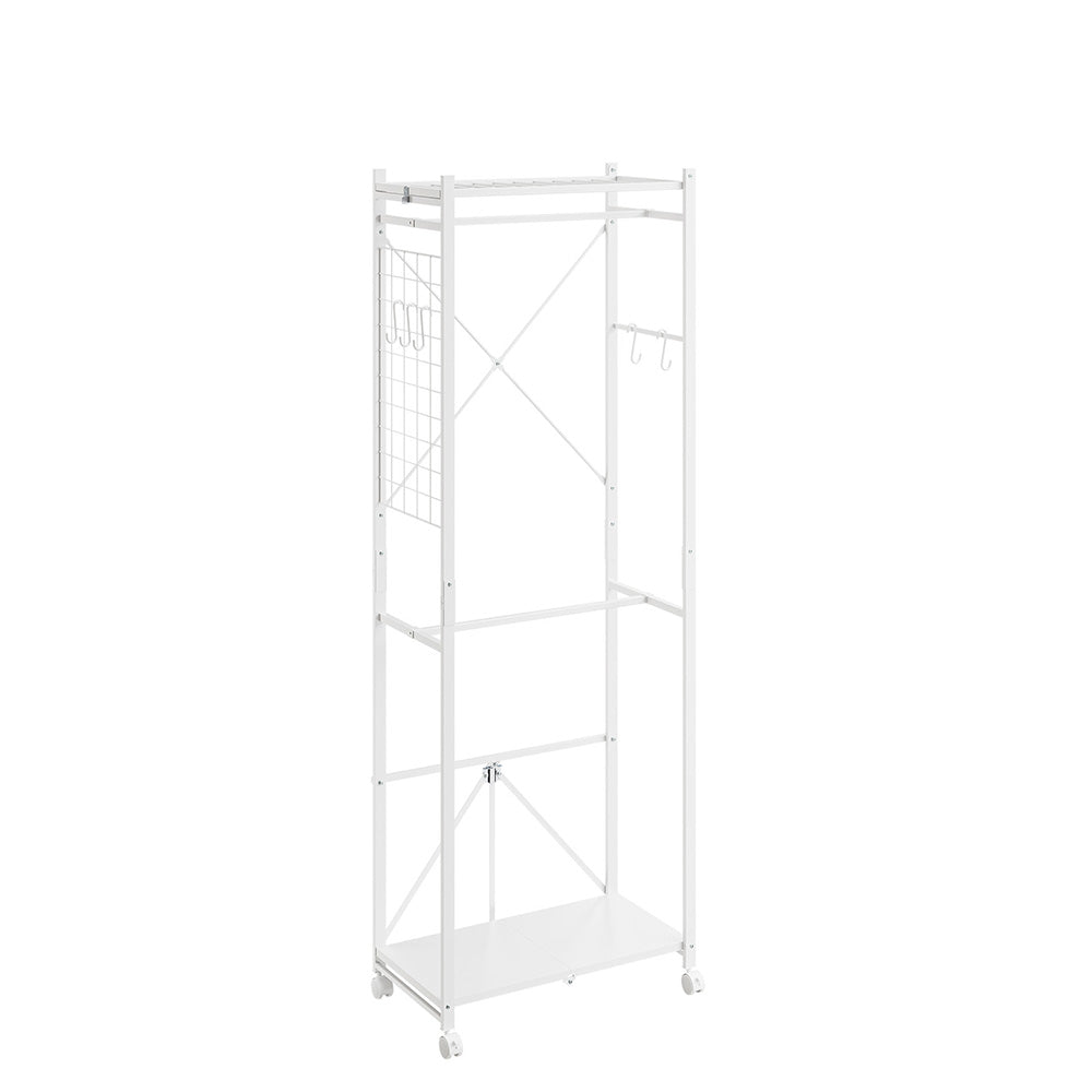 SoBuy KLS21-W, Heavy Duty Clothes Rail with Shelves on Wheels, White, 60x32x175cm - view 1