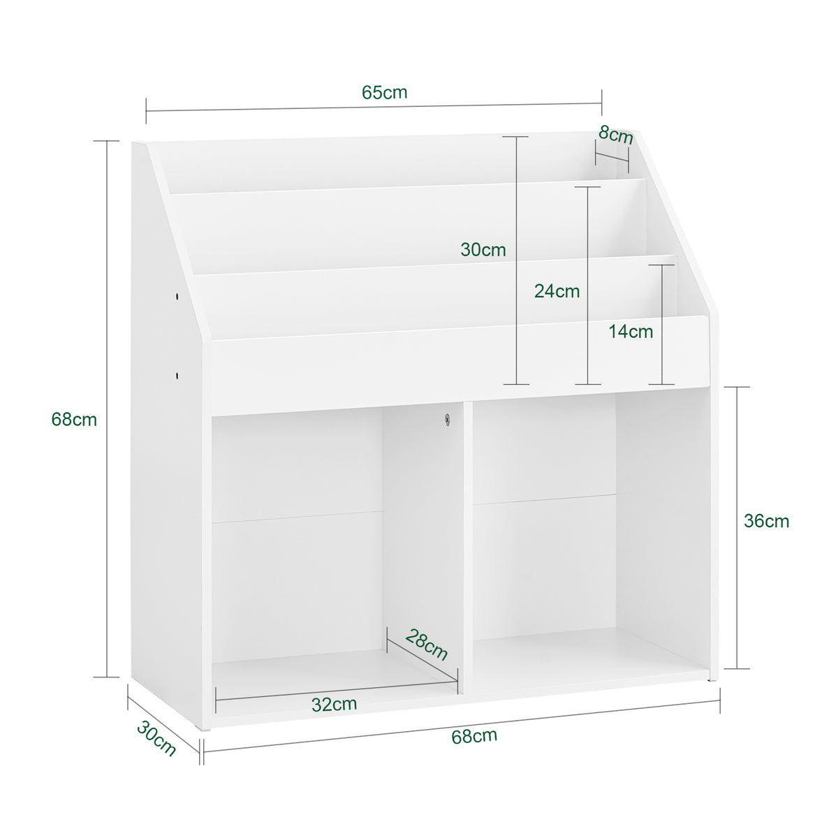 SoBuy KMB01-II-W, Children Kids Bookcase Storage Display Rack Organizer Holder, White