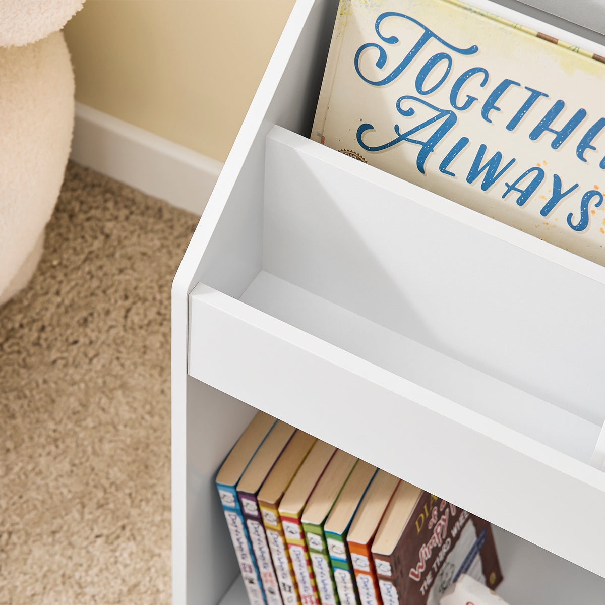 SoBuy KMB01-II-W, Children Kids Bookcase Storage Display Rack Organizer Holder, White