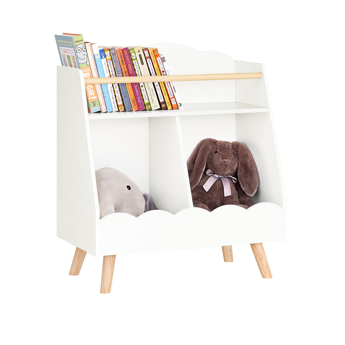 SoBuy KMB100-K-W, Children Kids Bookcase Bookshelf Toy Shelf Storage Shelf with 3 Compartments, White