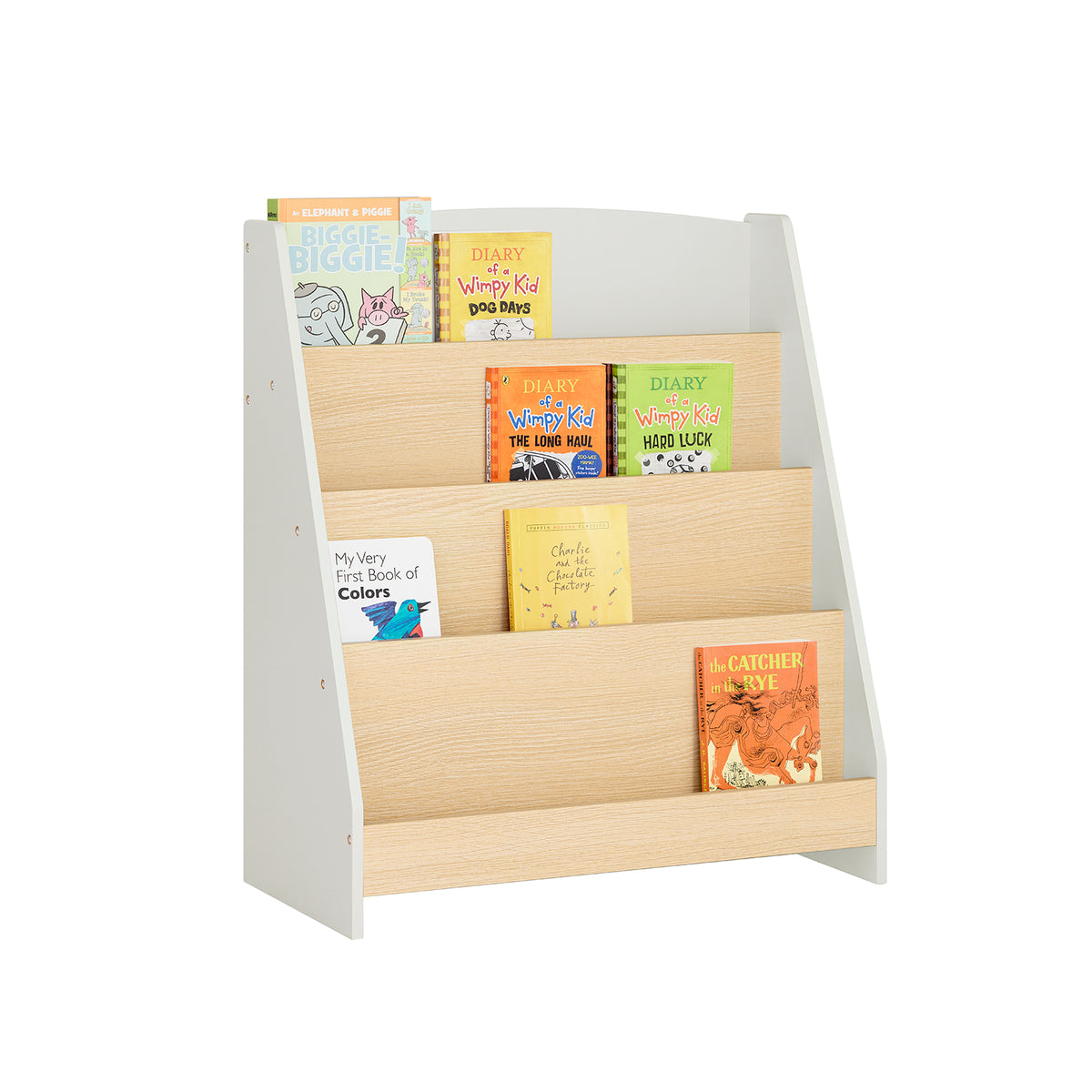 SoBuy KMB106-HG, Children Kids Bookcase Bookshelf Storage Shelf with 4 Shelves, Grey