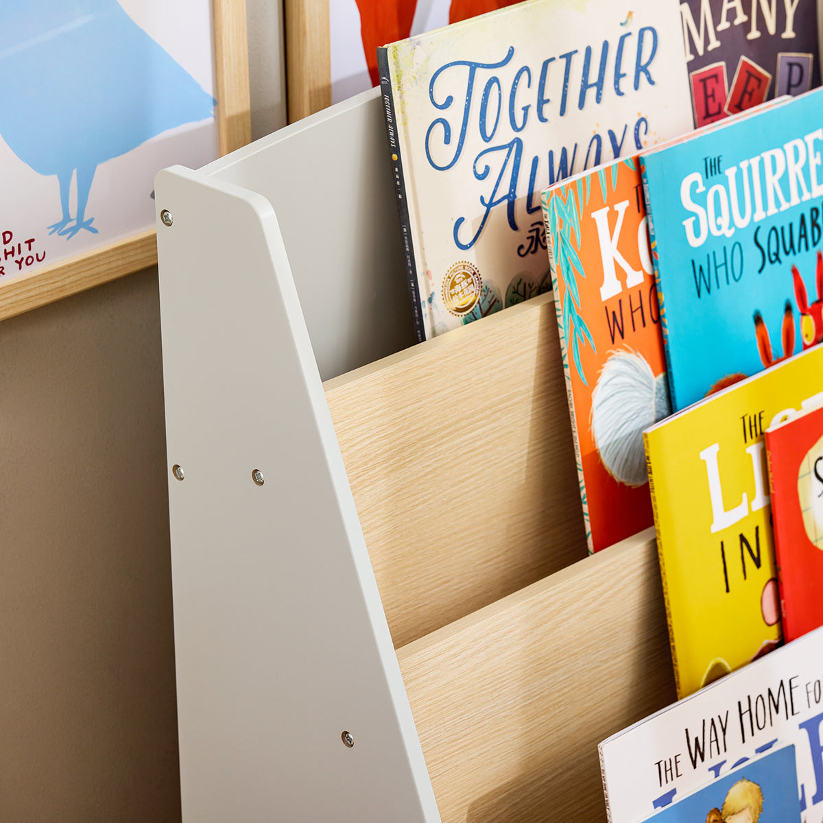 SoBuy KMB106-HG, Children Kids Bookcase Bookshelf Storage Shelf with 4 Shelves, Grey