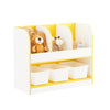 SoBuy KMB107-G, Children Kids Bookcase Bookshelf Toy Shelf Storage Shelf with 3 Plastic Boxes, Gold