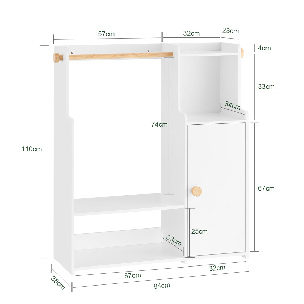 SoBuy KMB110-W, Children Kids Wardrobe Closet Children Clothes Rack with Hanging Rail, White