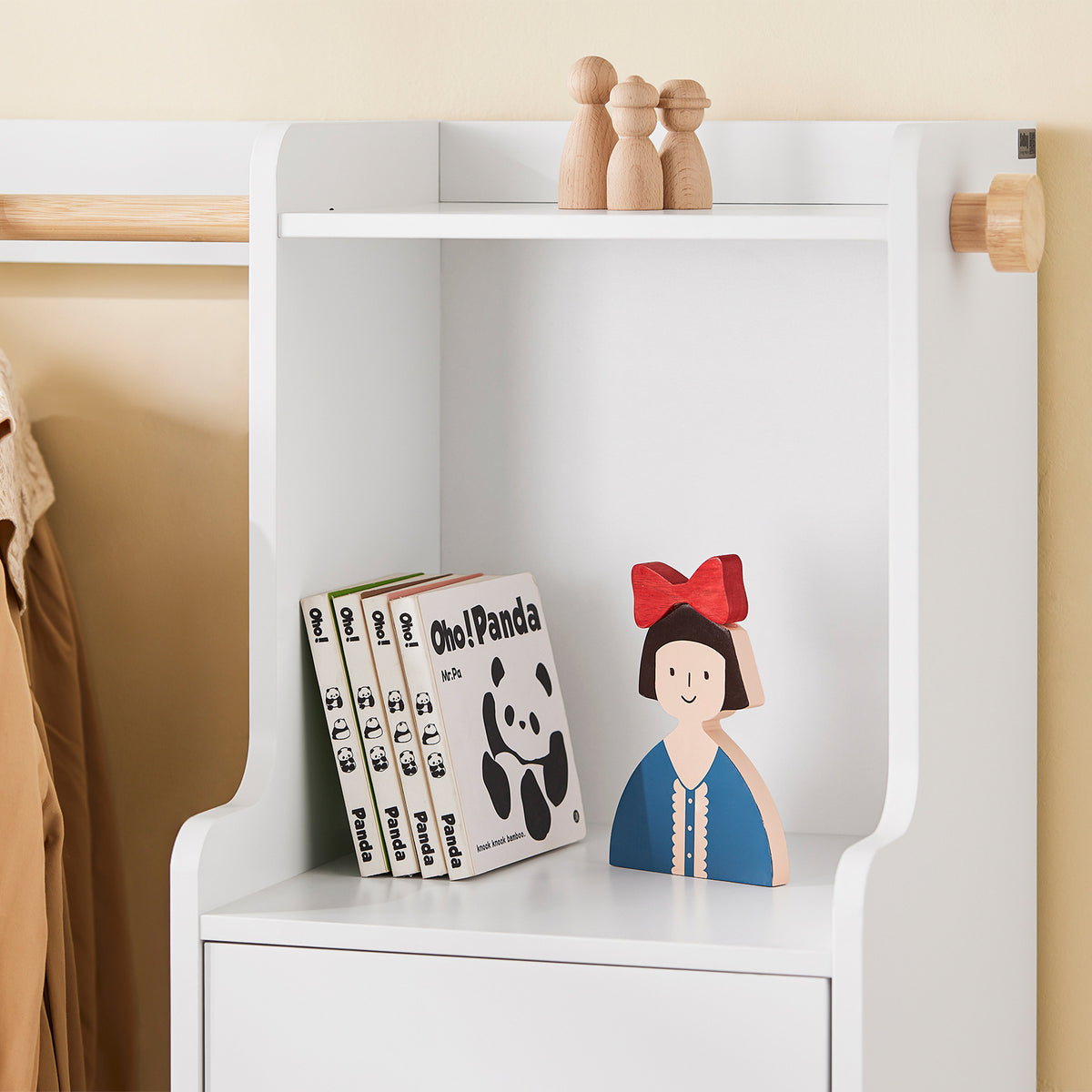 SoBuy KMB110-W, Children Kids Wardrobe Closet Children Clothes Rack with Hanging Rail, White