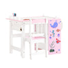 SoBuy KMB116-P, 2-Piece Children's Table and Chair Set with DIY Stickers Children's Desk with 3 Pencil Holders, Pink and White