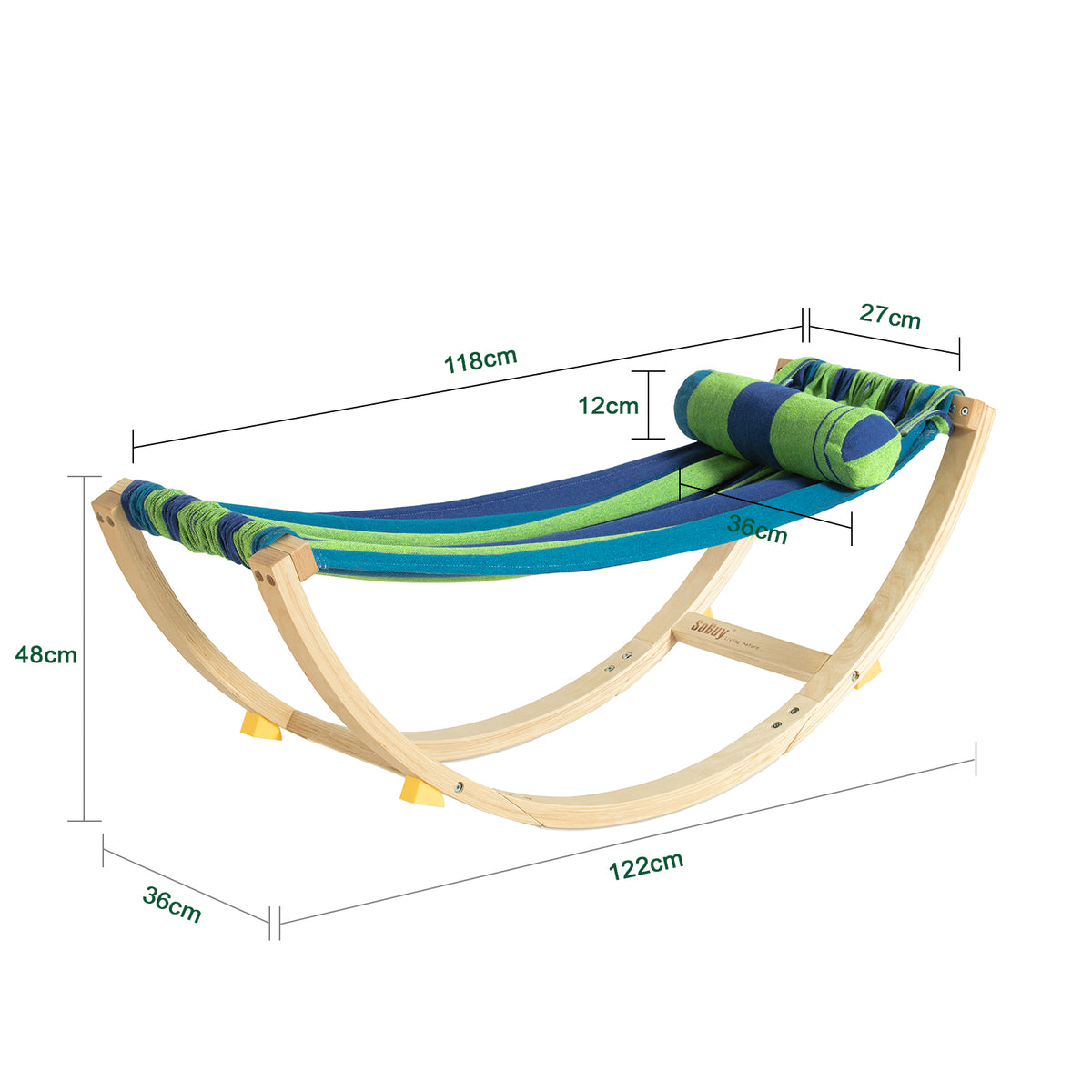 SoBuy KMB16-J, Kids Hammock with Stand, Kids Rocking Chair, Sensory Swing Indoor, Colourful Fabric Baby Hammock with Safety Catches 122x36x48cm