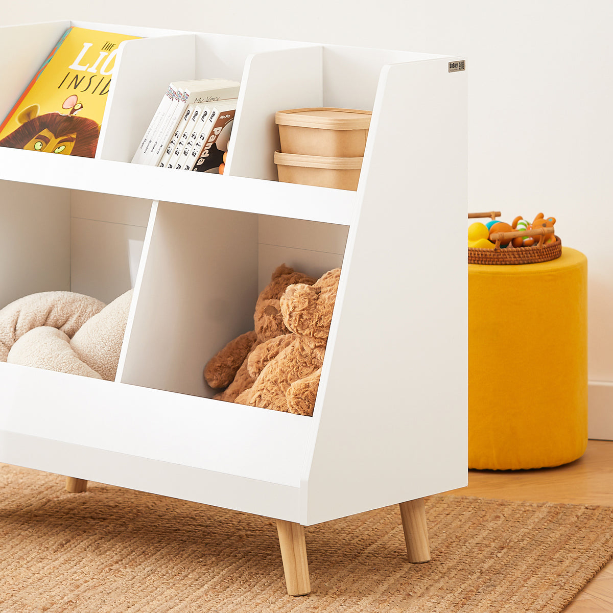 Pre-sale SoBuy KMB19-W, Children Kids Bookcase Storage Display Rack Organizer Holder, White-clearance