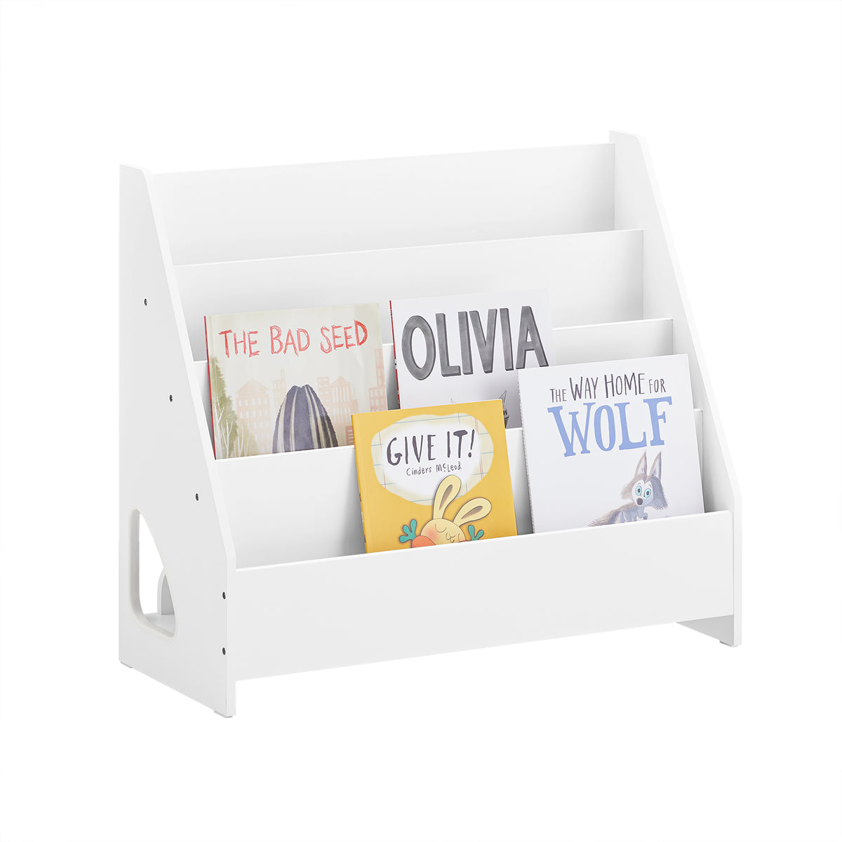 SoBuy KMB32-K-W, Children's Bookshelf Bookcase Children Kids Storage Shelf Rack with 4 Shelves and 1 Open Compartment Book Toy Organiser White W70 x D30 x H60cm