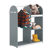 SoBuy KMB40-HG, Kids Wardrobe with Hanging Rail, Kids Wardrobe for Bedroom with Storage Box and 3 Hooks, Small Closet for Children's Room Grey 97x35x108cm