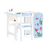 SoBuy KMB60-B, 2-Piece Children's Table and Chair Set with DIY Stickers Children's Desk with 3 Pencil Holders, Blue and White