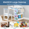 SoBuy KMB60-B, 2-Piece Children's Table and Chair Set with DIY Stickers Children's Desk with 3 Pencil Holders, Blue and White
