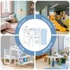 SoBuy KMB60-B, 2-Piece Children's Table and Chair Set with DIY Stickers Children's Desk with 3 Pencil Holders, Blue and White