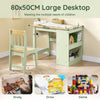 SoBuy KMB60-GR, Kids Desk and Chair Set Kids Study Table and Chair Set with 2 Storage Shelves and Paper Roll Holder Children's Desks for Drawing Arts and Crafts Green 80x50x66cm