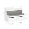 SoBuy KMB66-W, Children Kids Bench with Backrest, Seat Cushion and Mobile Storage Chests, White