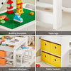 SoBuy KMB75-W, Kids Table and 2 Chairs Set Children's Play Table and Chair Set with Double-Sided Tabletop and 8 Storage Boxes Activity and Study Desk for Kids White 87x50x50 cm