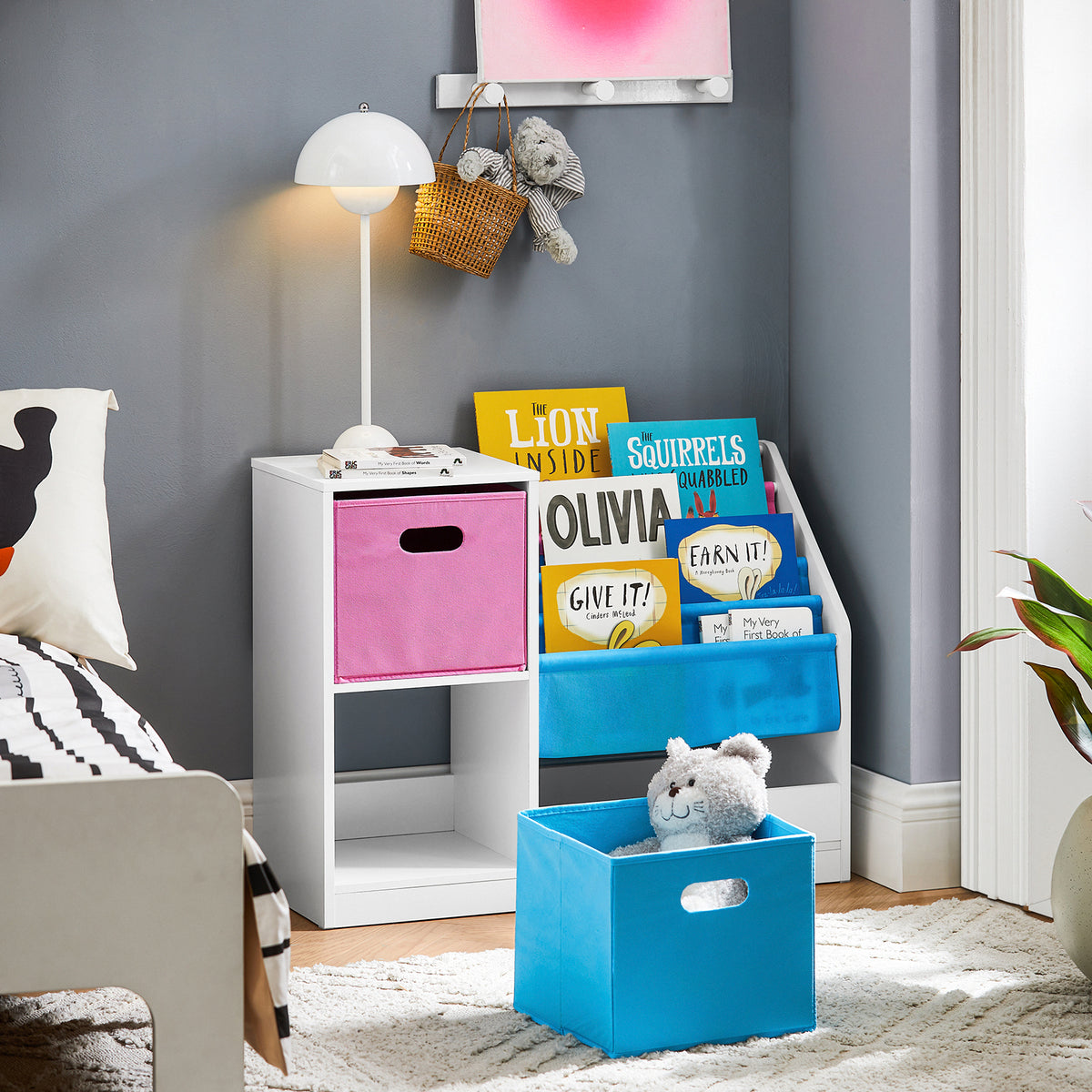 SoBuy KMB76-F, Children Kids Bookcase Book Shelf Toy Shelf Standing Storage Shelf, White